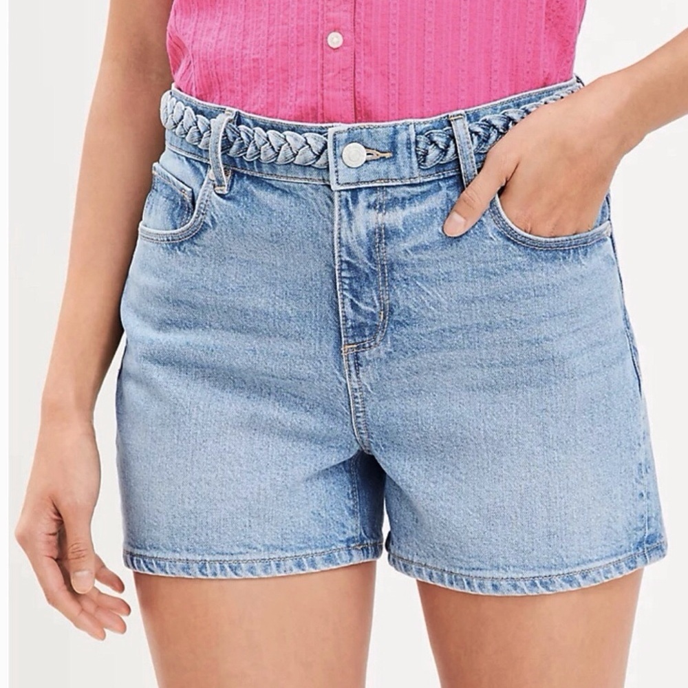 LOFT 10 (30) The Cut Off Short Women's Denim Jeans Shorts With Braided Belt